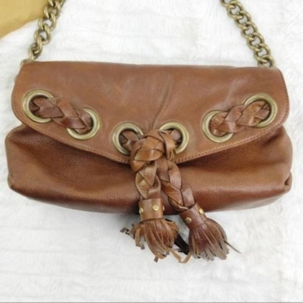KOOBA Tan Leather Shoulder Baguette - Picture 4 of 8